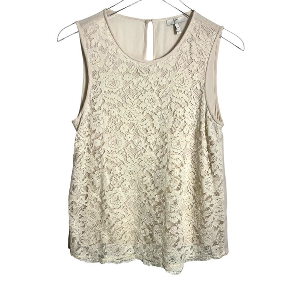 Joie Cream silk lace sleeveless top size small blouse 100% silk - Picture 2 of 9